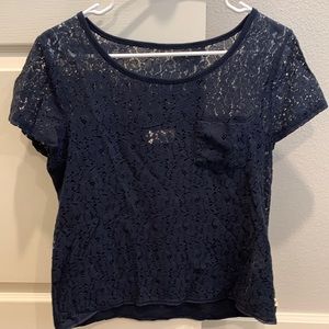 Hollister navy lace top - Size Large